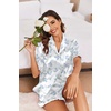 image:imageEkouaer Satin Pajama Set for Women 2 Piece Pj Sets Short Sleeve SleepwearBlue Hydrangea