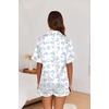 image:imageEkouaer Satin Pajama Set for Women 2 Piece Pj Sets Short Sleeve SleepwearBlue Hydrangea