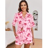 image:imageEkouaer Satin Pajama Set for Women 2 Piece Pj Sets Short Sleeve SleepwearBow