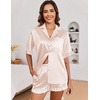 image:imageEkouaer Satin Pajama Set for Women 2 Piece Pj Sets Short Sleeve SleepwearChampagne