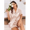 image:imageEkouaer Satin Pajama Set for Women 2 Piece Pj Sets Short Sleeve SleepwearChampagne