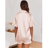 image:imageEkouaer Satin Pajama Set for Women 2 Piece Pj Sets Short Sleeve SleepwearChampagne