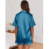 image:imageEkouaer Satin Pajama Set for Women 2 Piece Pj Sets Short Sleeve SleepwearDark Blue