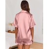 image:imageEkouaer Satin Pajama Set for Women 2 Piece Pj Sets Short Sleeve SleepwearFuchsia