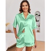 image:imageEkouaer Satin Pajama Set for Women 2 Piece Pj Sets Short Sleeve SleepwearGray Green