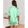 image:imageEkouaer Satin Pajama Set for Women 2 Piece Pj Sets Short Sleeve SleepwearGray Green