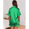 image:imageEkouaer Satin Pajama Set for Women 2 Piece Pj Sets Short Sleeve SleepwearGreen