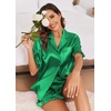 image:imageEkouaer Satin Pajama Set for Women 2 Piece Pj Sets Short Sleeve SleepwearGreen