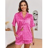 image:imageEkouaer Satin Pajama Set for Women 2 Piece Pj Sets Short Sleeve SleepwearHot Pink Leopard