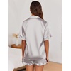 image:imageEkouaer Satin Pajama Set for Women 2 Piece Pj Sets Short Sleeve SleepwearLight Grey