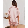 image:imageEkouaer Satin Pajama Set for Women 2 Piece Pj Sets Short Sleeve SleepwearLotus Pink