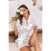 image:imageEkouaer Satin Pajama Set for Women 2 Piece Pj Sets Short Sleeve SleepwearPink Hydrangea