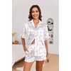 image:imageEkouaer Satin Pajama Set for Women 2 Piece Pj Sets Short Sleeve SleepwearPink Hydrangea