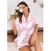 image:imageEkouaer Satin Pajama Set for Women 2 Piece Pj Sets Short Sleeve SleepwearPink Leopard