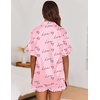 image:imageEkouaer Satin Pajama Set for Women 2 Piece Pj Sets Short Sleeve SleepwearPink Love