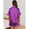 image:imageEkouaer Satin Pajama Set for Women 2 Piece Pj Sets Short Sleeve SleepwearPurple