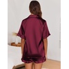 image:imageEkouaer Satin Pajama Set for Women 2 Piece Pj Sets Short Sleeve SleepwearWine Red