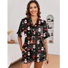 image:imageEkouaer Satin Pajama Set for Women 2 Piece Pj Sets Short Sleeve SleepwearZblack Christmas