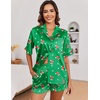 image:imageEkouaer Satin Pajama Set for Women 2 Piece Pj Sets Short Sleeve SleepwearZchristmas Green