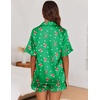 image:imageEkouaer Satin Pajama Set for Women 2 Piece Pj Sets Short Sleeve SleepwearZchristmas Green