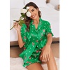 image:imageEkouaer Satin Pajama Set for Women 2 Piece Pj Sets Short Sleeve SleepwearZchristmas Green