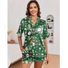 image:imageEkouaer Satin Pajama Set for Women 2 Piece Pj Sets Short Sleeve SleepwearZchristmas Snowman