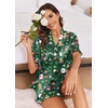 image:imageEkouaer Satin Pajama Set for Women 2 Piece Pj Sets Short Sleeve SleepwearZchristmas Snowman