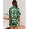 image:imageEkouaer Satin Pajama Set for Women 2 Piece Pj Sets Short Sleeve SleepwearZchristmas Snowman