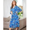 image:imageEkouaer Women Kimono Robes Full Length Knit Bathrobe Lightweight SleepwearC Aqua Multi