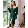 image:imageEkouaer Women Kimono Robes Full Length Knit Bathrobe Lightweight SleepwearDark Green