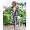 image:imageEkouaer Women Kimono Robes Full Length Knit Bathrobe Lightweight SleepwearFloral Black Leaves
