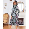 image:imageEkouaer Women Kimono Robes Full Length Knit Bathrobe Lightweight SleepwearFloral Black Leaves