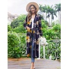 image:imageEkouaer Women Kimono Robes Full Length Knit Bathrobe Lightweight SleepwearFloral Deep Blue