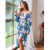 image:imageEkouaer Women Kimono Robes Full Length Knit Bathrobe Lightweight SleepwearFloral Light Blue