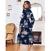 image:imageEkouaer Women Kimono Robes Full Length Knit Bathrobe Lightweight SleepwearFloral Navy