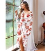image:imageEkouaer Women Kimono Robes Full Length Knit Bathrobe Lightweight SleepwearFloral White