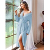 image:imageEkouaer Women Kimono Robes Full Length Knit Bathrobe Lightweight SleepwearLight Blue