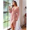image:imageEkouaer Women Kimono Robes Full Length Knit Bathrobe Lightweight SleepwearMisty Rose