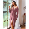 image:imageEkouaer Women Kimono Robes Full Length Knit Bathrobe Lightweight SleepwearPurplish Red