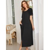 image:imageEkouaer Women Robe Zipper Short Sleeves Full Length House Coat with PocketsBblack