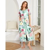 image:imageEkouaer Women Robe Zipper Short Sleeves Full Length House Coat with PocketsBgreen Flower