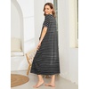 image:imageEkouaer Women Robe Zipper Short Sleeves Full Length House Coat with PocketsBlack Stripes
