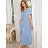 image:imageEkouaer Women Robe Zipper Short Sleeves Full Length House Coat with PocketsBlue Green