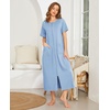 image:imageEkouaer Women Robe Zipper Short Sleeves Full Length House Coat with PocketsBlue Green