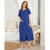 image:imageEkouaer Women Robe Zipper Short Sleeves Full Length House Coat with PocketsBlue Sapphire