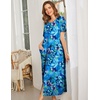 image:imageEkouaer Women Robe Zipper Short Sleeves Full Length House Coat with PocketsDark Blue Fower