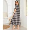 image:imageEkouaer Women Robe Zipper Short Sleeves Full Length House Coat with PocketsGray Plaid