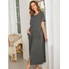 image:imageEkouaer Women Robe Zipper Short Sleeves Full Length House Coat with PocketsGrey