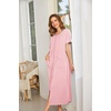 image:imageEkouaer Women Robe Zipper Short Sleeves Full Length House Coat with PocketsPink