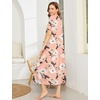 image:imageEkouaer Women Robe Zipper Short Sleeves Full Length House Coat with PocketsPink Fower